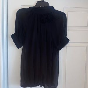 classic Vintage Victorian-style highneck black blouse light and silky- Medium